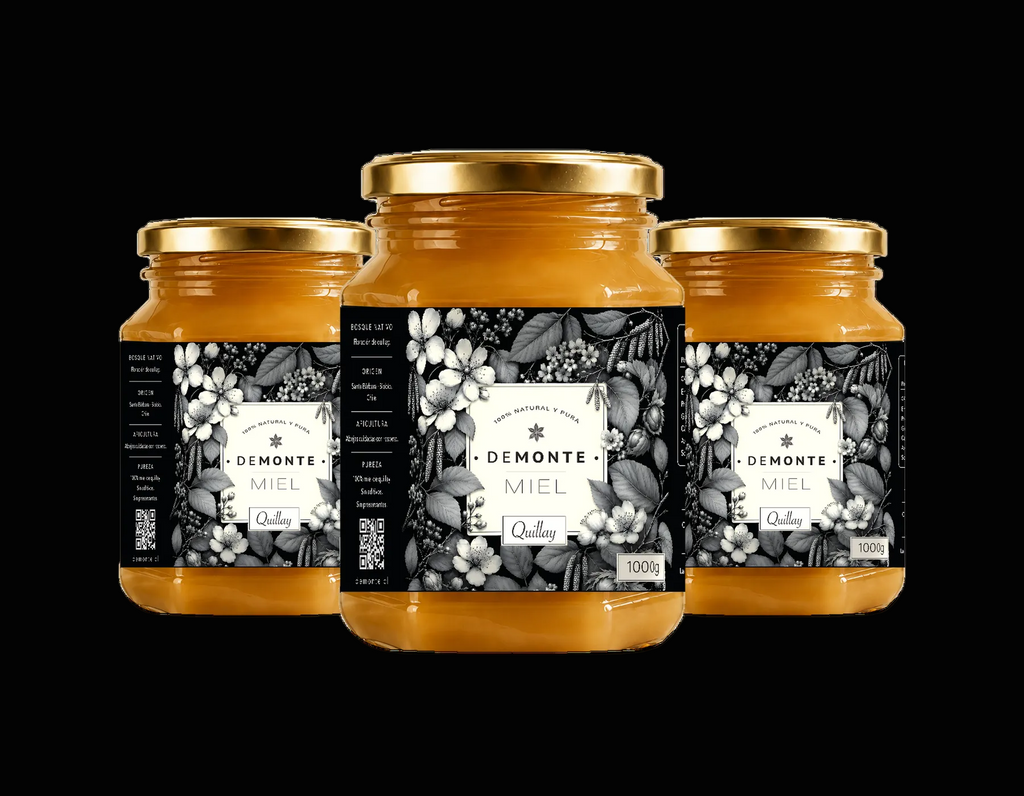 Pack de tres frascos de miel de quillay DeMonte